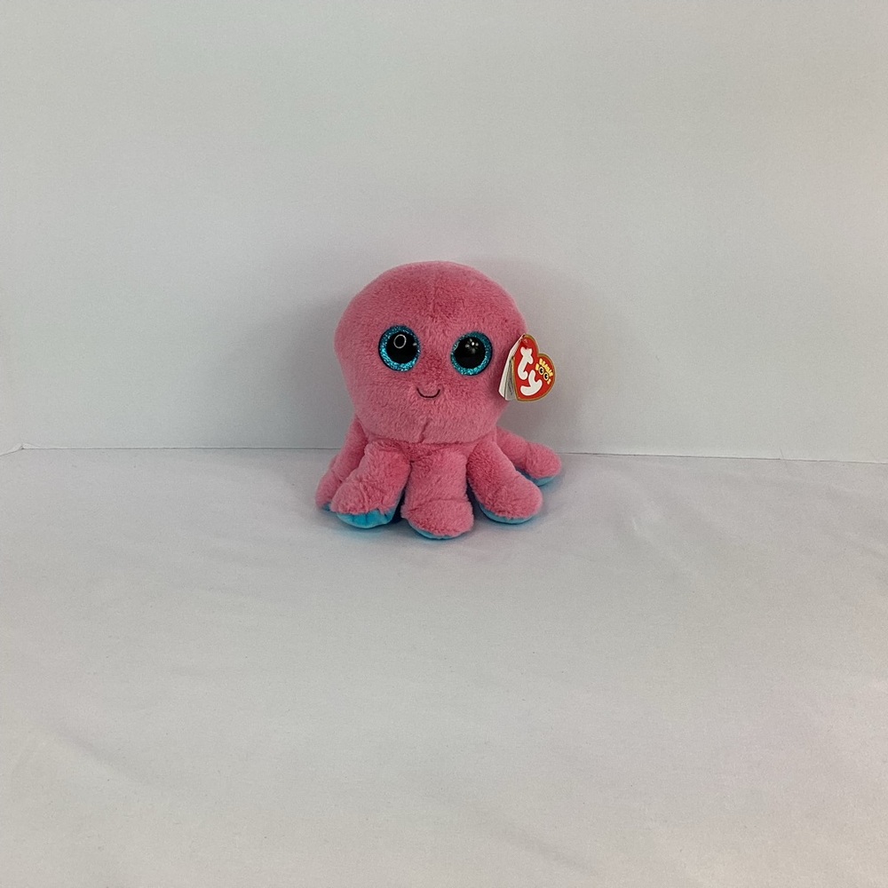 Ty Beanie Boos SHELDON the Octopus 6" Pink Blue Plush Toy 2024 Stuffed Animal - Picture 4 of 13